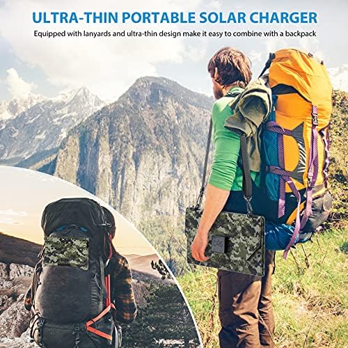 Carregador solar de 20W Carregador de painel solar dobrável à prova d'água para acampar com portas tipo C e 2 USB, carregadores