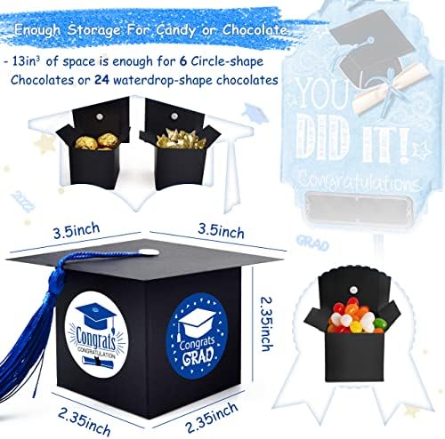 Favores da festa de graduação Algpty 2023 - 30pcs Blue and Black Candy Boxes com aula de 60pcs de 2023 adesivos de graduação para