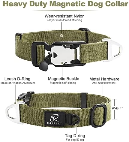 Raipult Designer Magnetic Rapletic Release Dog Collar, colares de cães de nylon macio premium com fivela de ímã de fechamento