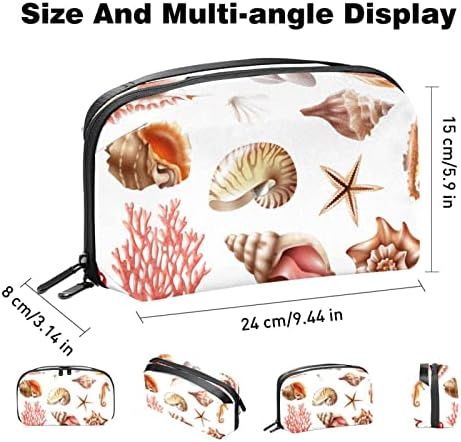 Conch Seashell Marine Life Makeup Bag Zipper Pouch Travel Organizador cosmético para mulheres e meninas