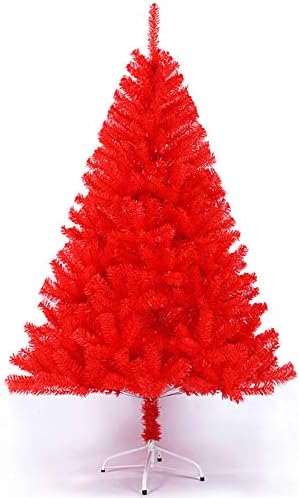Dulplay 5ft Red PVC Artificial Christmas Tree, com suporte de metal apoderado Feel-Real Rose Red Christmas Pine Tree, para férias