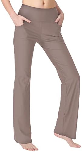 Calças de ioga de bootcut zerônicas para mulheres com bolsos de cintura alta calças de trabalho de barriga de barriga de
