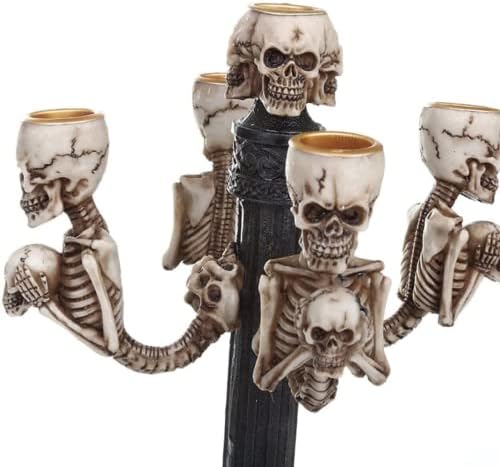Porta de vela do crânio Laleo, Halloween Skeletonless Holder Triple Halloween Velas Halloween Velas sem chamas de esqueleto para