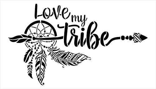 Ame minha tribo estêncil por Studior12 | DIY Boho Bohemian Dream Catcher Home Decor Gift | Craft & Paint Wood Sign | Modelo