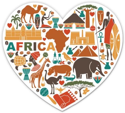 GT Graphics Express Africa Travel African Heart Love Africa - Adesivo de vinil de 3 '