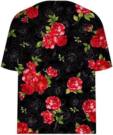 Ajuste solta de tamanho grande de manga curta 2023 Vshirt de Blusa Casual Casual de Algodão Floral Deep Cotton Floral para senhoras
