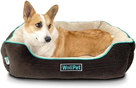 Sofá de cama de cão retangular de Wolipet para cães para cães de tamanho médio lavável leito de animais de estimação Bottom Slip