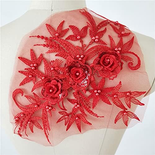 Delicado delicado canteiro de flores 3D de contas cinza bordado bordado de renda floral Apliques Apliques Acessórios para figurinos