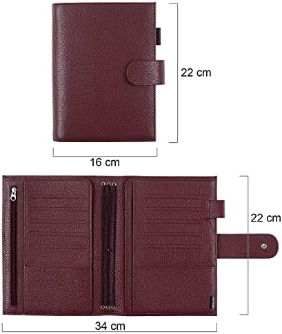 N/A Caderno de viagem A5 Bolsa de diário em grão de seixos com bolso traseiro e tira de couro