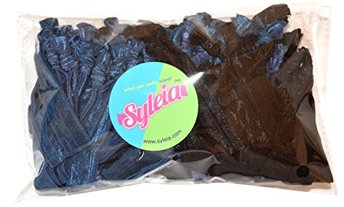 Cabelos de cabelo mal atendidos Syleia para todos os tipos de cabelo - sem vinco, elásticos de sortimento de cores azuis e pretos