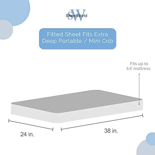 Sheetworld algodão Percale Folha de berço portátil extra etail Extra Mini -berço 24 x 38 x 5,5, links roxos, feitos nos EUA
