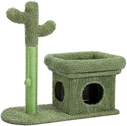 Mgwye Cactus Cat Tree Tower com Sisal Scratching Post Board for Indoor Cats Cat Condo Kitty Play House