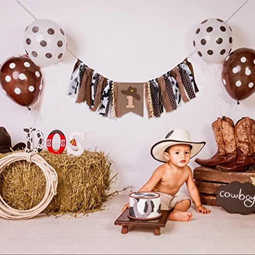 Banner de cadeira alta do 1º aniversário - rodeio de cowboy para decoração de tecido de festa, chá de bebê bolo, guirlanda