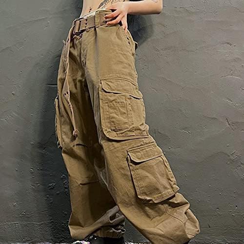 Calças de carga macia feminina bolsões de verão casual calça de ioga calça calça casual vintage y2k calças soltas baixas