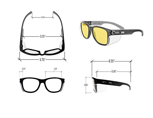 Magid Gemstone Y50 Desempenho de óculos de segurança com escudos laterais, lente âmbar, lentes de policarbonato resistentes
