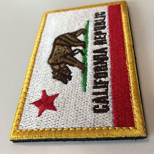 Spaceauto California Republic State Sinalizador Tático Moral Tactical Patch Red & White Golden Border