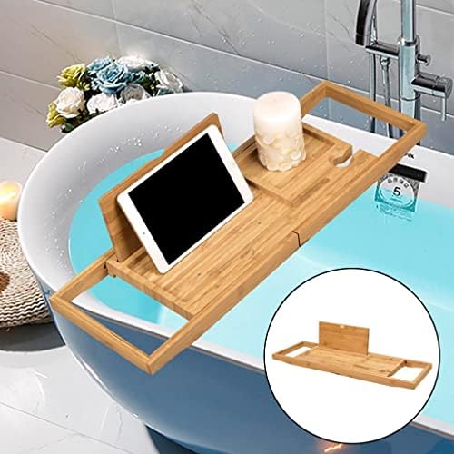 KFJBX extensível banheira banheira banheira de madeira Breatizadora de prateleira de prateleira com book stand for Home Hotel
