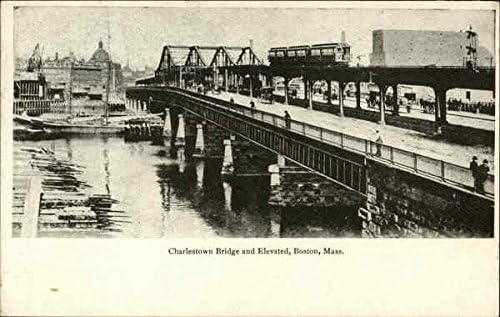 Charlestown Bridge e elevado Boston, Massachusetts MA Original Antique Post cartão