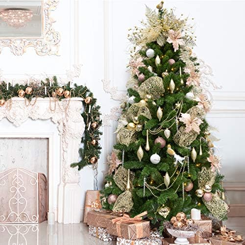 Ki Store Wide Christmas Mesh Ribbon 11 polegadas x20 jardas fitas de ouro brilhantes para decorações de árvores de natal Wreath