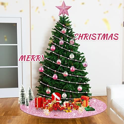 33 PCs Decorações de árvores de Natal rosa Conjunto de lantejoulas de lantejoulas de Natal Treça de Natal Treça do topper pendurada