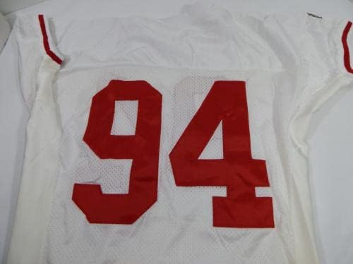 1995 San Francisco 49ers Dana Stubblefield 94 Jogo emitiu White Jersey 52 369 - Jerseys de Jerseys usados ​​da NFL