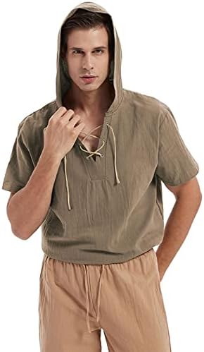 Camisetas de poliéster confortáveis ​​homem sólido camisetas de manga curta sólida caminhada de verão de verão de verão com capuz de