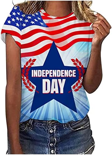 Mulheres Independência Print Tshirt American Flag Graphic Tees Casual Fit Blouse 4 de julho Tops patrióticos