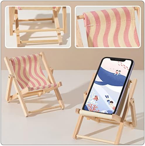 Beavorty Celular Titular Wood and Canvas Beach Deck Cadeira de mesa Stand exibir titulares de cartas de visita CARREGO