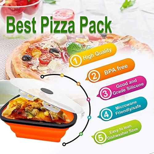 Tip Top Bags Pizza Storage Container dobrável com 6 bandejas de microondas, contêiner de armazenamento de fatias de pizza dobrável