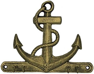 Hampton náutico âncora de ferro fundido com gancho, 8 , bronze antigo