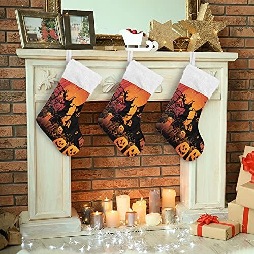 Halloween abóboras assombradas meias de natal meias grandes meias de natal para a parede de lareira de Natal meias penduradas meias