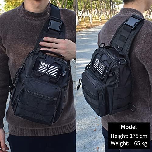 Mochila tática de Gurislife 10L Small Sling Bag ombro Pacote de Crossbody para homens, sistema Molle, viagens, caminhada,
