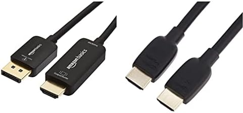 Basics Uni -Directional DisplayPort para HDMI Exibir cabo 4K@60Hz - 3 pés e cabo HDMI de alta velocidade - 3 pés, preto
