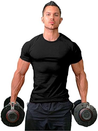 Zuevi Men's Cotton Slim Fit Fit Athletic Bodybuilding T-shirts Muscle Manguation Crewneck & V pescoço