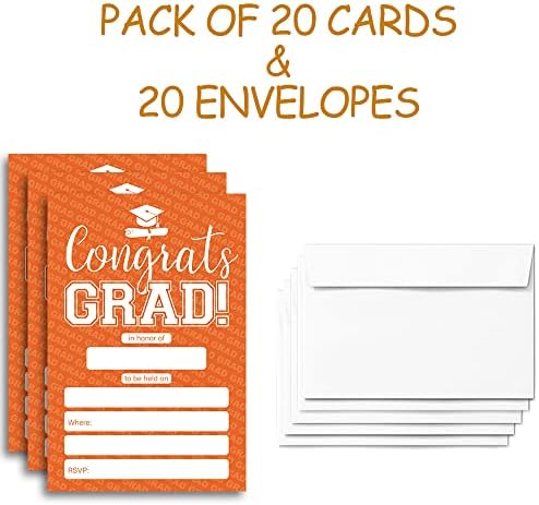 Fujloy 20 cartões com envelopes, convites da festa de formatura 2023, 2023 College, High School, graduação universitária.