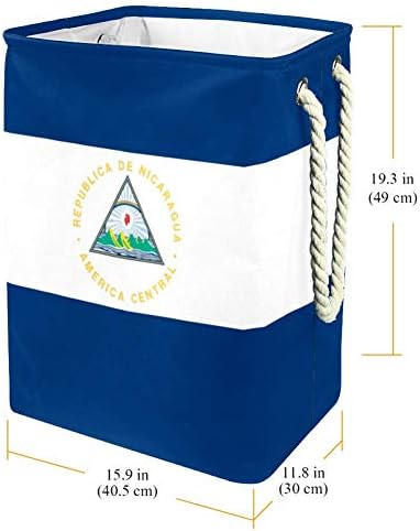 Bandeira inadequada da Nicarágua à prova d'água de lavanderia dobrável cesto para o quarto do quarto infantil berçário de