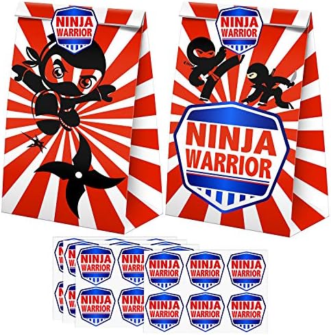 Ninja Goodie Bags-24 PCs Ninja Party Favors Candy Bags com adesivos, Ninja Goody Gift Treat Bags