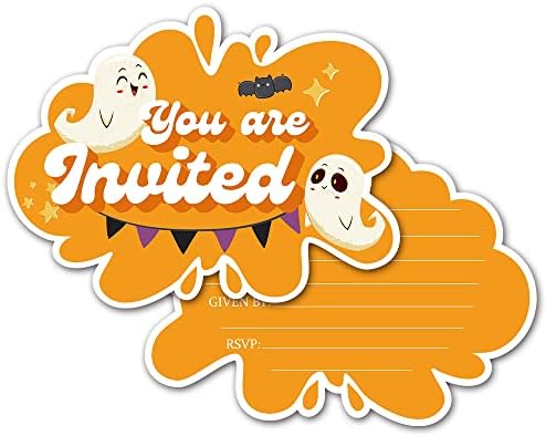 Deluxe Halloween ou convites para festas, 25 cartões de preenchimento de forma com envelopes, abóbora, fantasma, monstro,