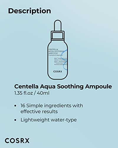Cosrx Hydrium Centella aqua AMPOULE SOOTHING | 40ml/1,35 fl.oz | Centella Asiatica 42% Hidratante facial leve Essence | Soro