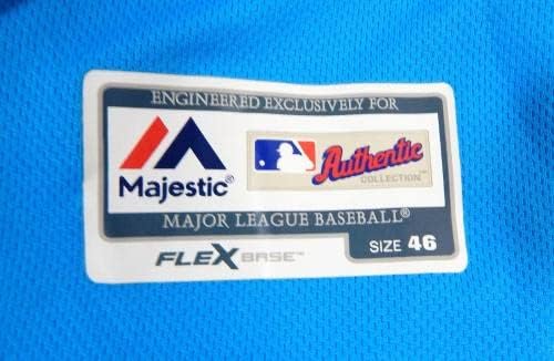 2019 Miami Marlins Machado 12 Game usou Jersey Blue 46 DP22245 - Jerseys MLB usada para jogo MLB
