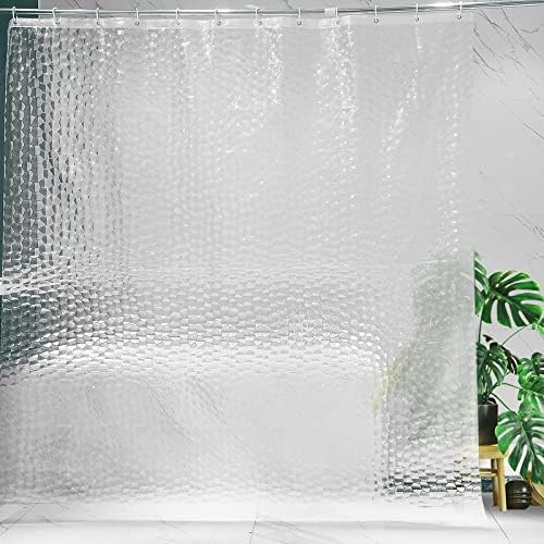 Anyev Eva Clear Chuveiro Cortina de cortina Curta do chuveiro de banheiro com ímã ponderado, cortina de chuveiro pesado com 12 ganchos,