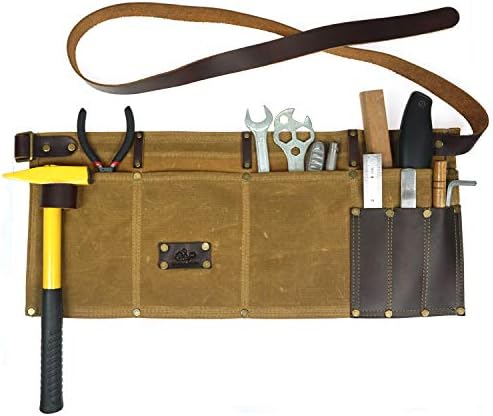 Avental da ferramenta de serviço pesado com loop de martelo, avental de cintura de lona encerada, avental de jardinagem