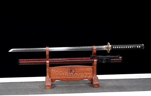 Faca Glw, samurai japonês de aço dobrado de argila dobrada ninja temperada lâmina reta