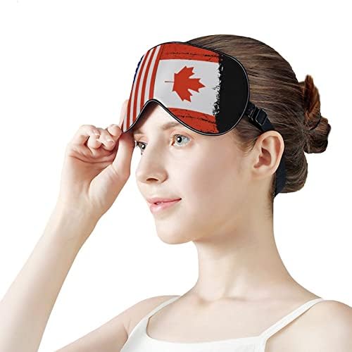 America Canada Flag Dleme Sleepfold Máscara Máscara de olho fofo Cobertura noturna engraçada com alça ajustável para homens