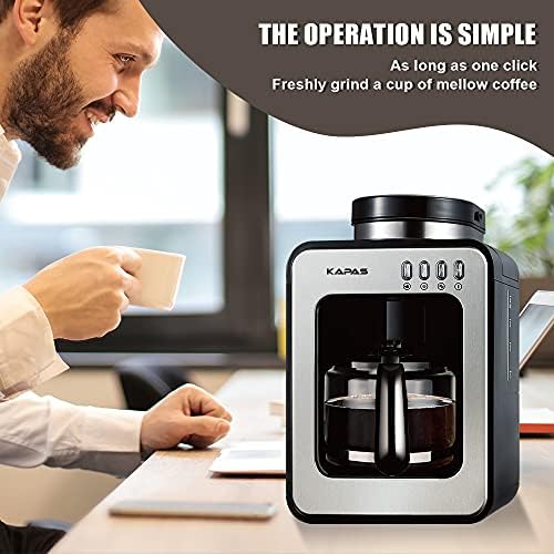 Máquina de café automática de KAPAS Mini com função de moagem, modo de temporizador programável e manter uma placa quente,