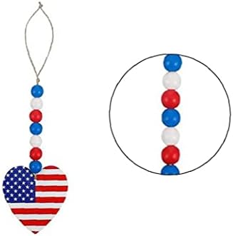 Ornamentos do Dia da Independência em 4 de julho pendurado em miçangas brancas vermelhas Garland American Flag Pingente Pingente