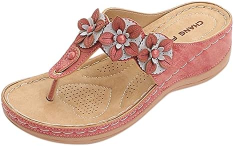 XIPCOKM Flippers para o arco ortopédico feminino Flip Flip Flowers Clip Toe Wedge Sandals Shoe Shoe Casual Shoe