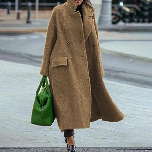Casaco de mistura de lã Twgone para mulheres elegantes no joelho quente casacos de inverno Outwears com bolsos