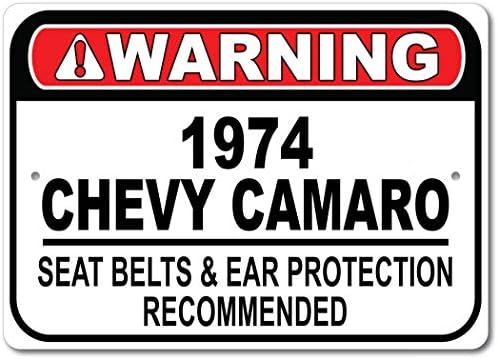 1974 74 cinto de segurança Chevy Camaro recomendou placas rápidas, placas de garagem de metal, decoração de parede,