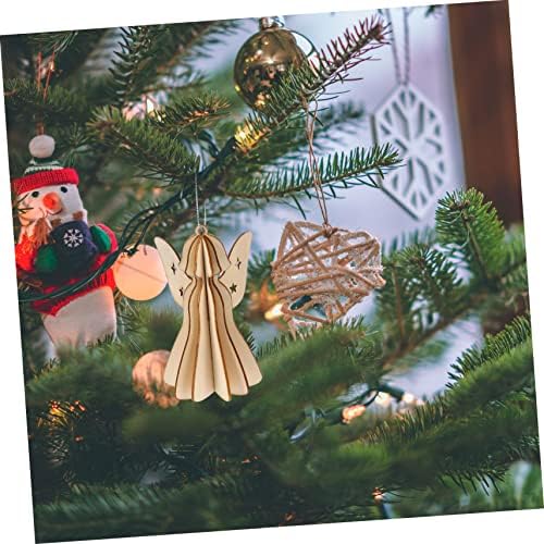 Sewacc 6pcs de Natal pingente tridimensional decoração amadeirada decorações de natal